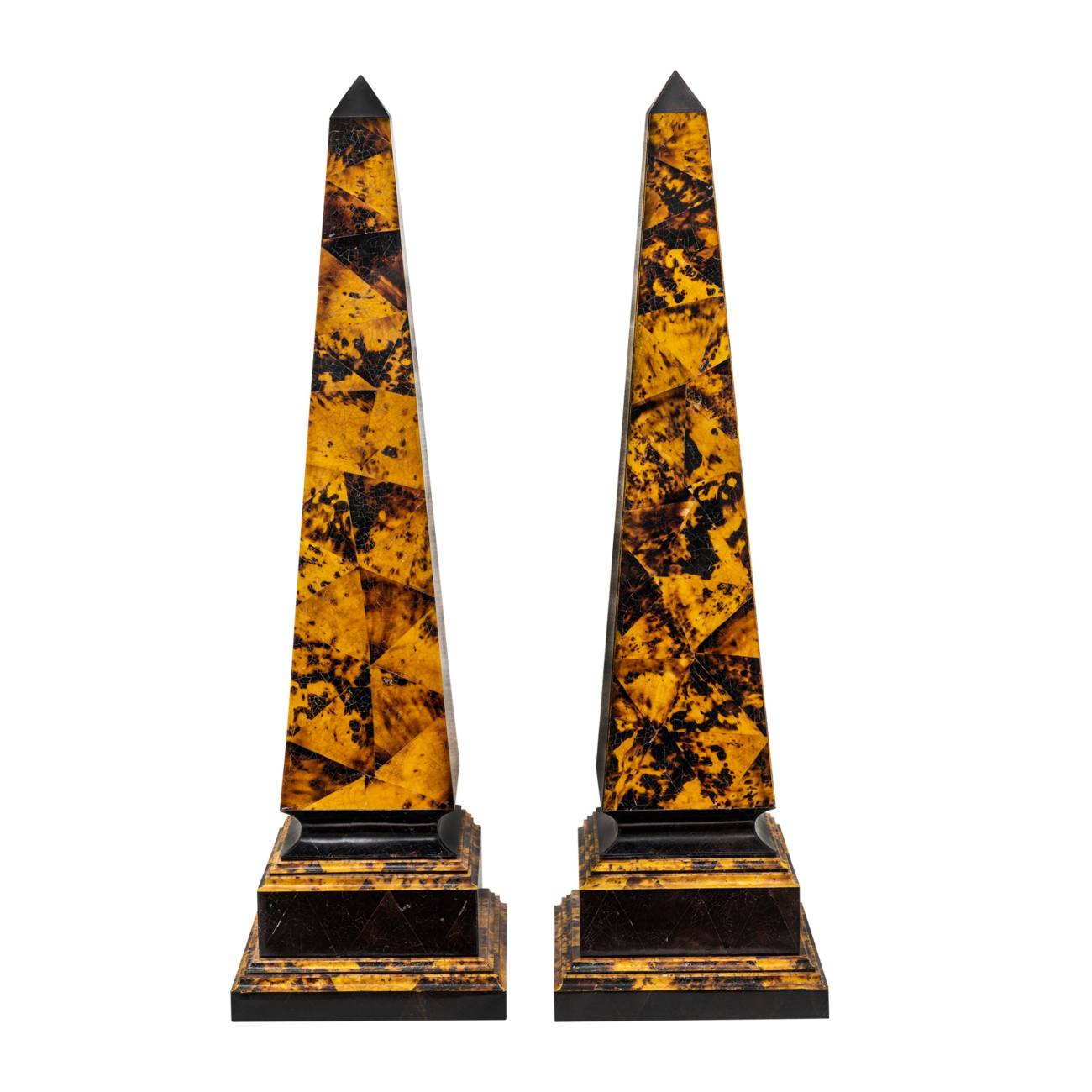 A pair of Brown Shell Obelisks