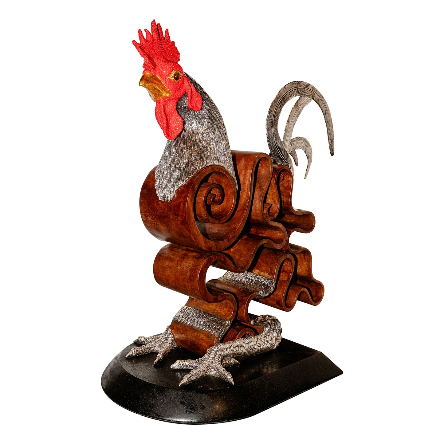 Red Comb Rooster Sculpture