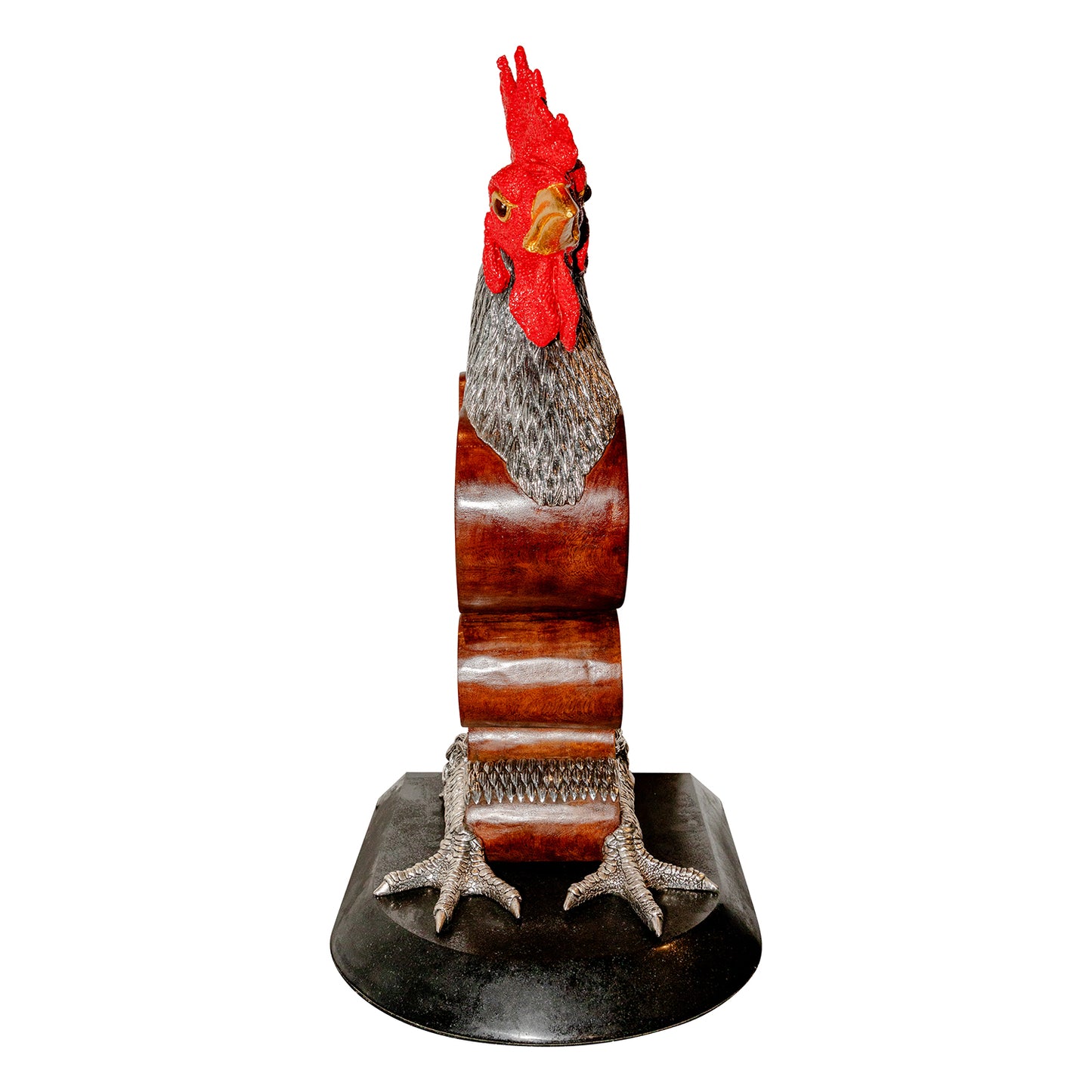 Red Comb Rooster Sculpture