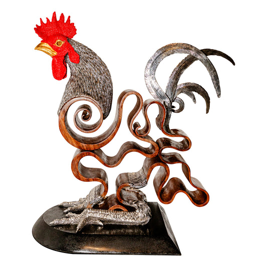 Red Comb Rooster Sculpture