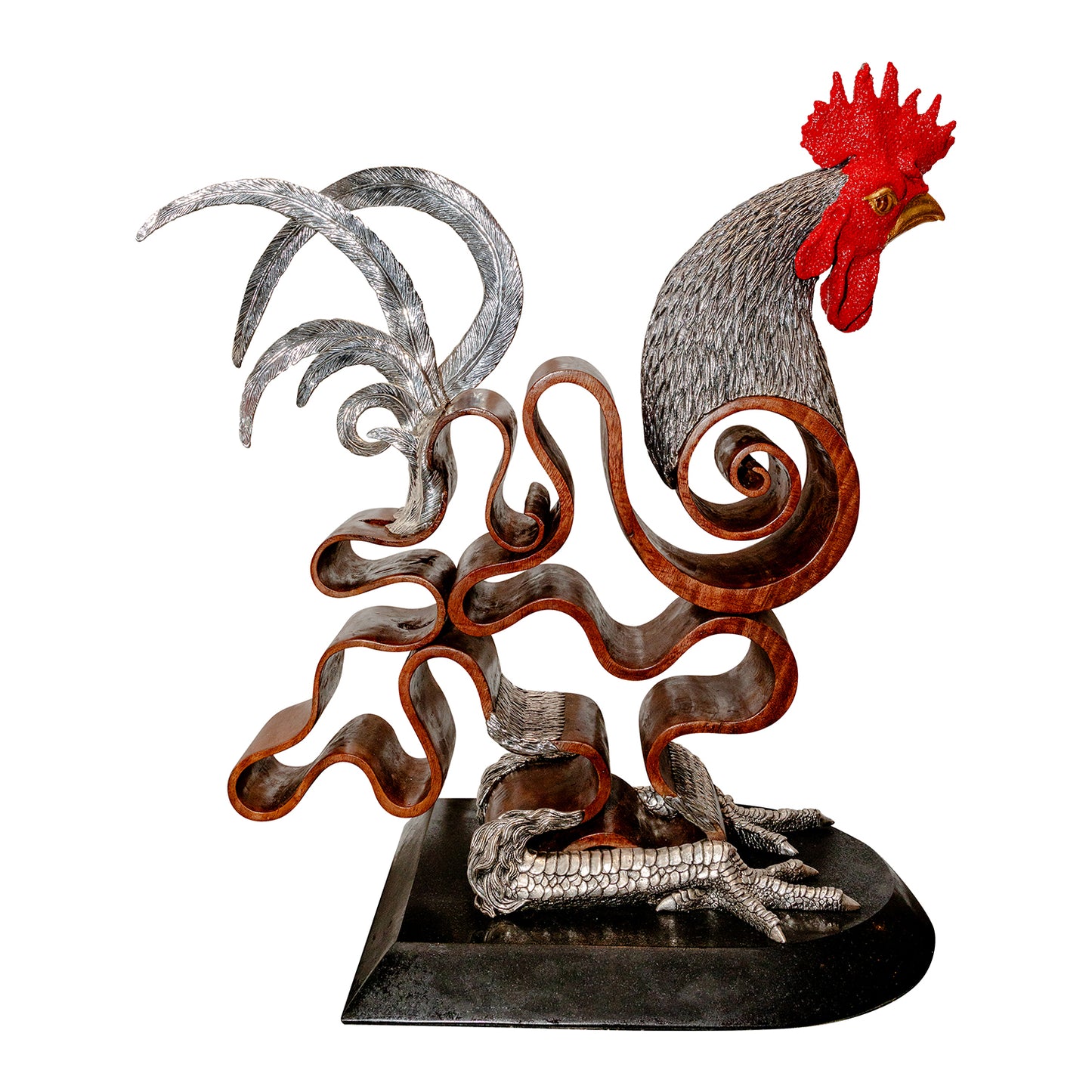 Red Comb Rooster Sculpture