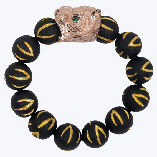 Tiger Bracelet with Gold Inlaid Beads #