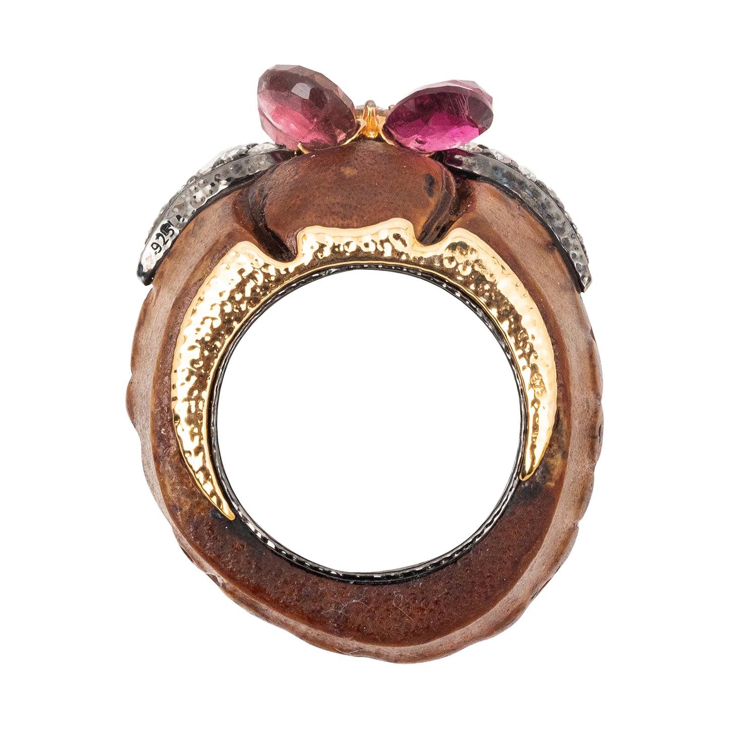 Floral Bamboo Ring with Pink Tourmaline and Diamond