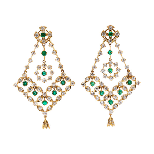 Golconda and Columbian Emerald 'Pankhi' Earrings