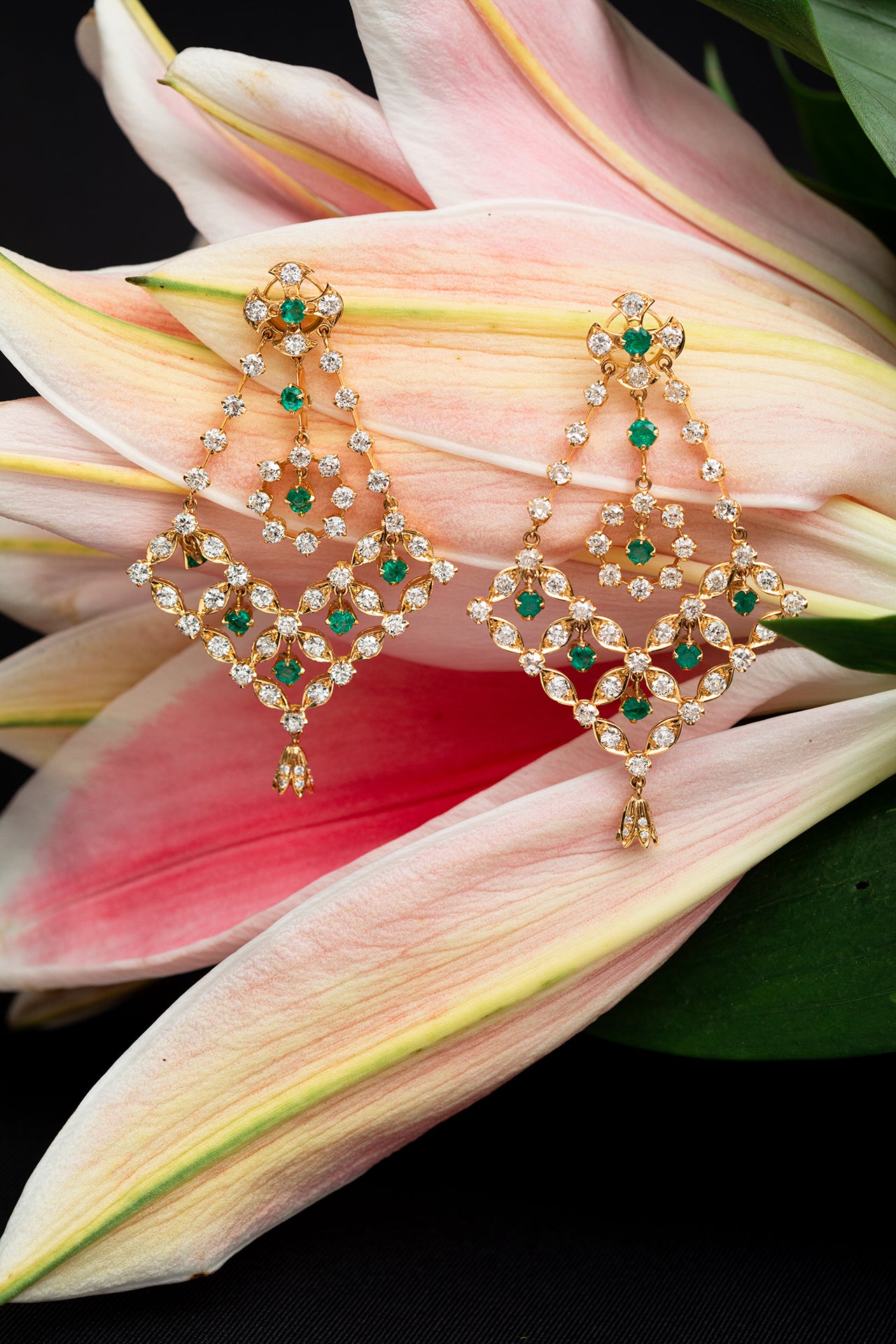 Golconda and Columbian Emerald 'Pankhi' Earrings