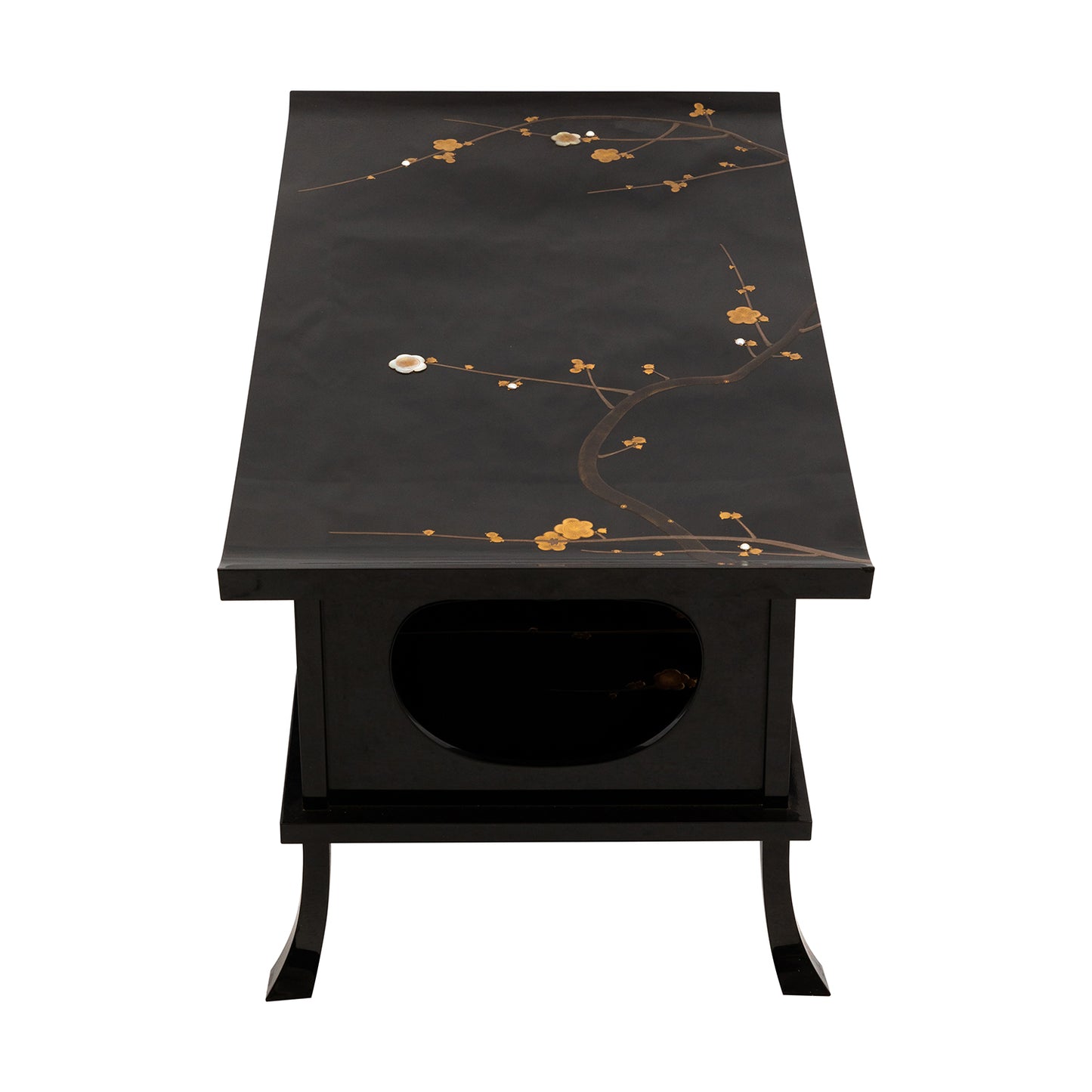 Japanese Lacquer Low Table with Sakura Motifs