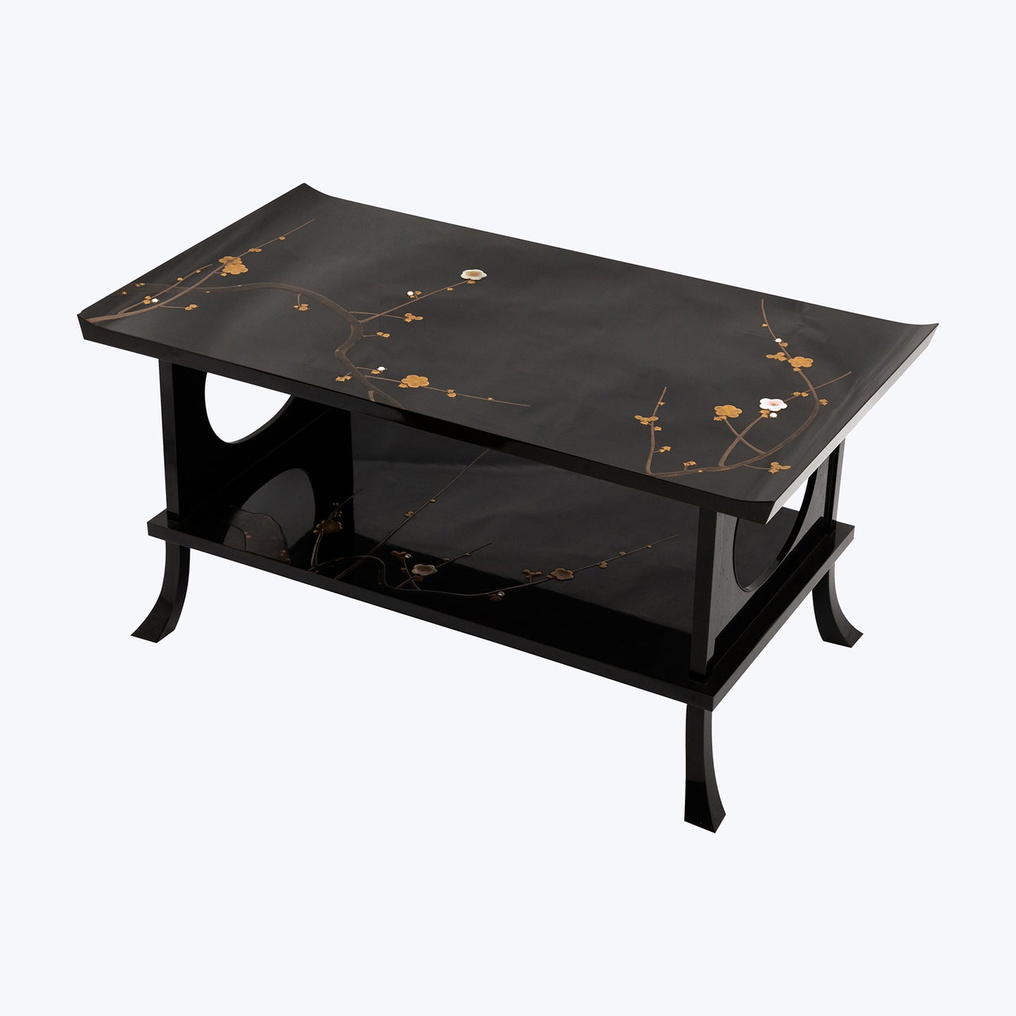 Japanese Lacquer Low Table with Sakura Motifs