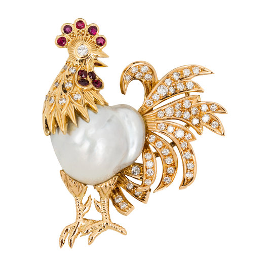 Vintage Jewellery Installation with Cockerel Brooch, Circa 1970s