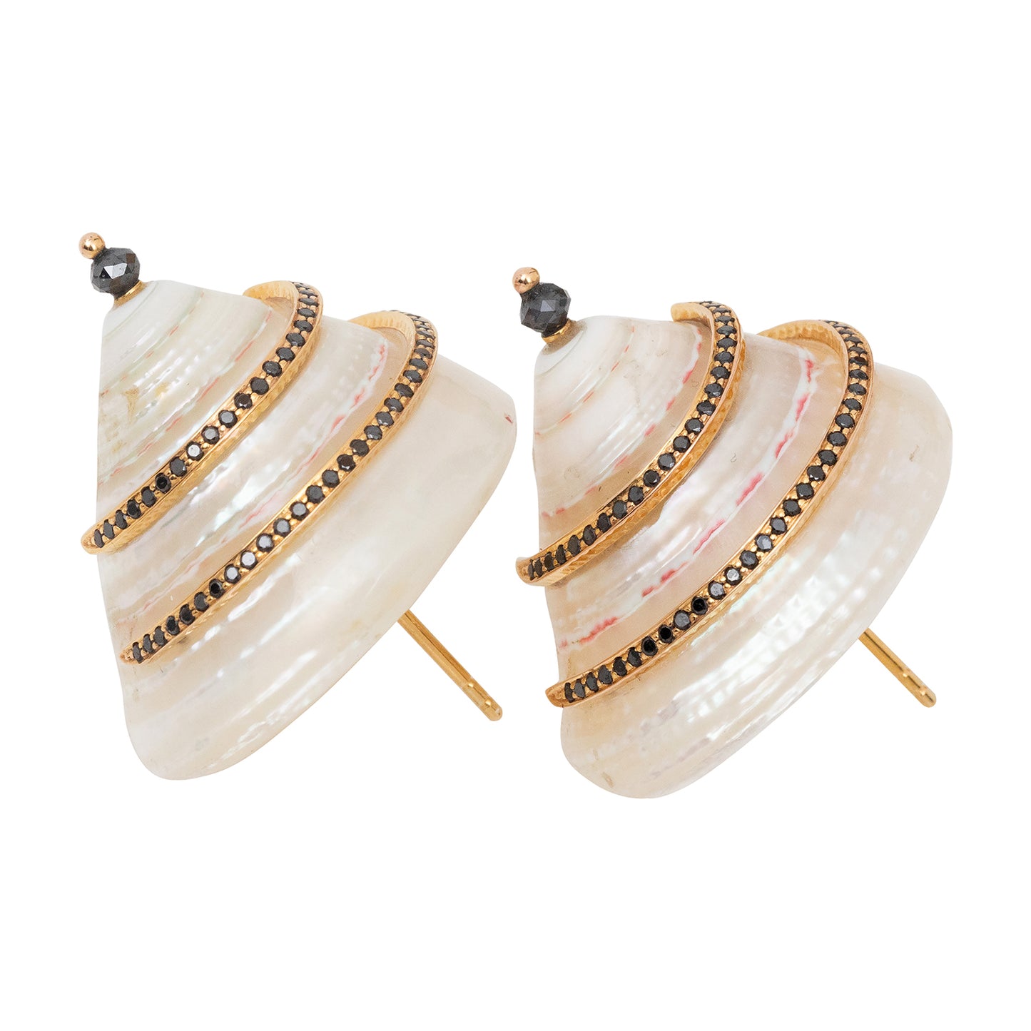 Conical Shell Earrings with Diamonds