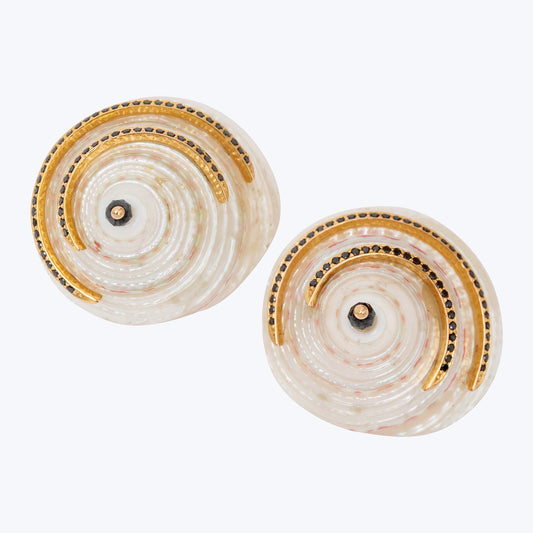 Conical Shell Earrings with Diamonds