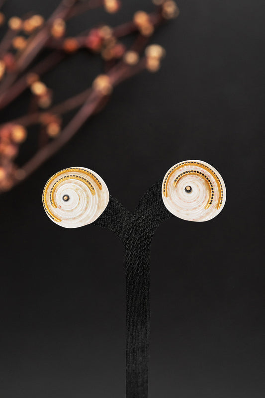 Conical Shell Earrings with Diamonds