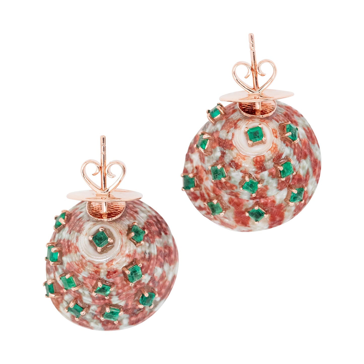 Emerald & Pink gold Shell Earrings