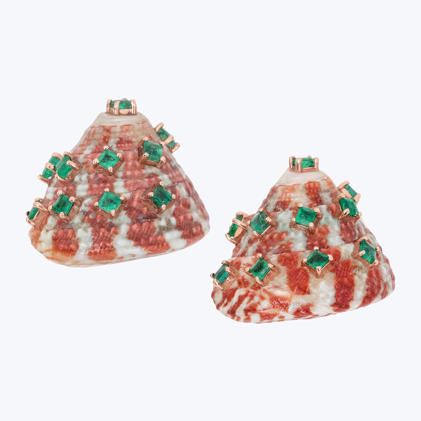 Emerald & Pink gold Shell Earrings