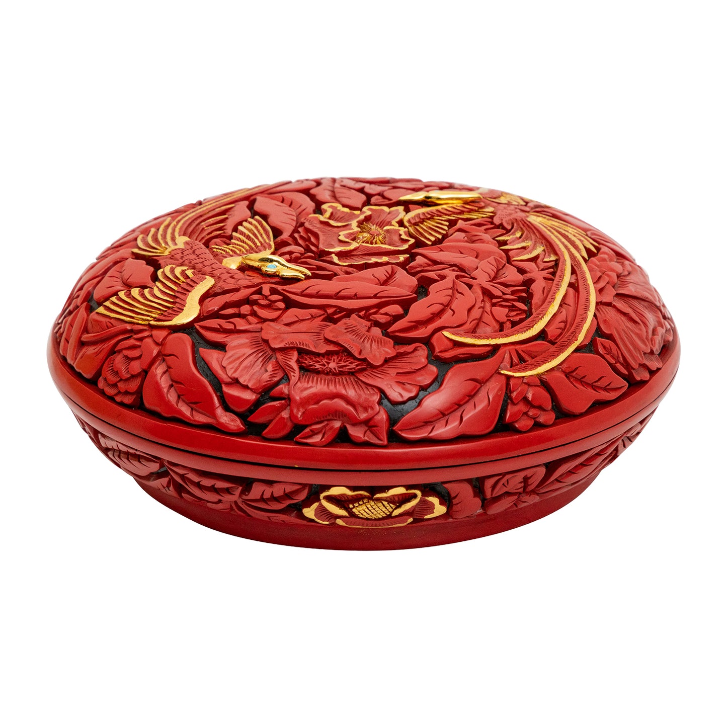 Red Lacquer Box with Golden Phoenix