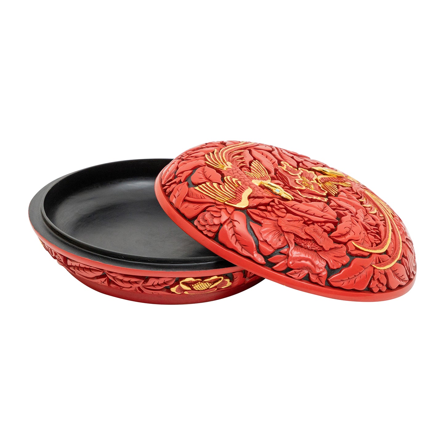 Red Lacquer Box with Golden Phoenix