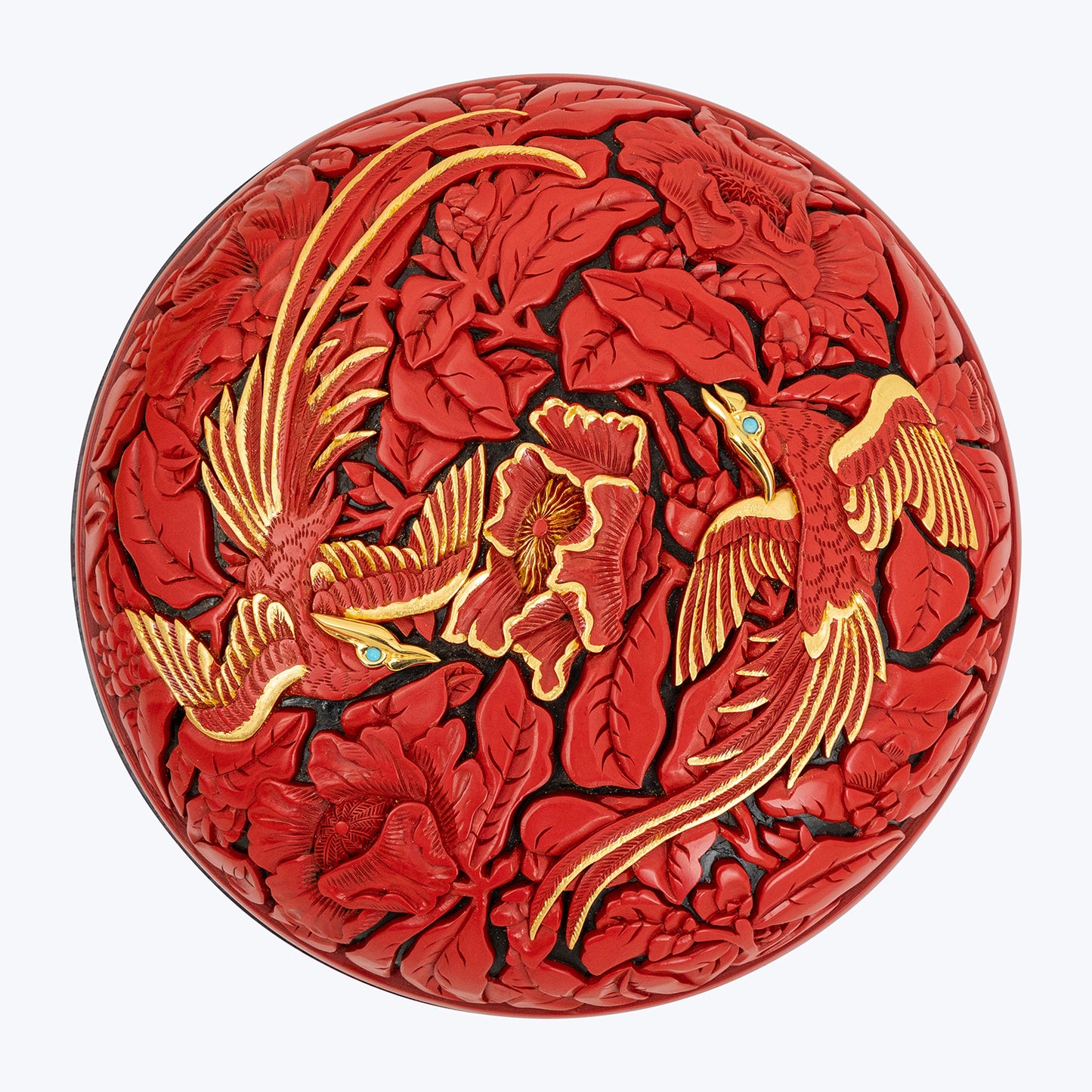 Red Lacquer Box with Golden Phoenix