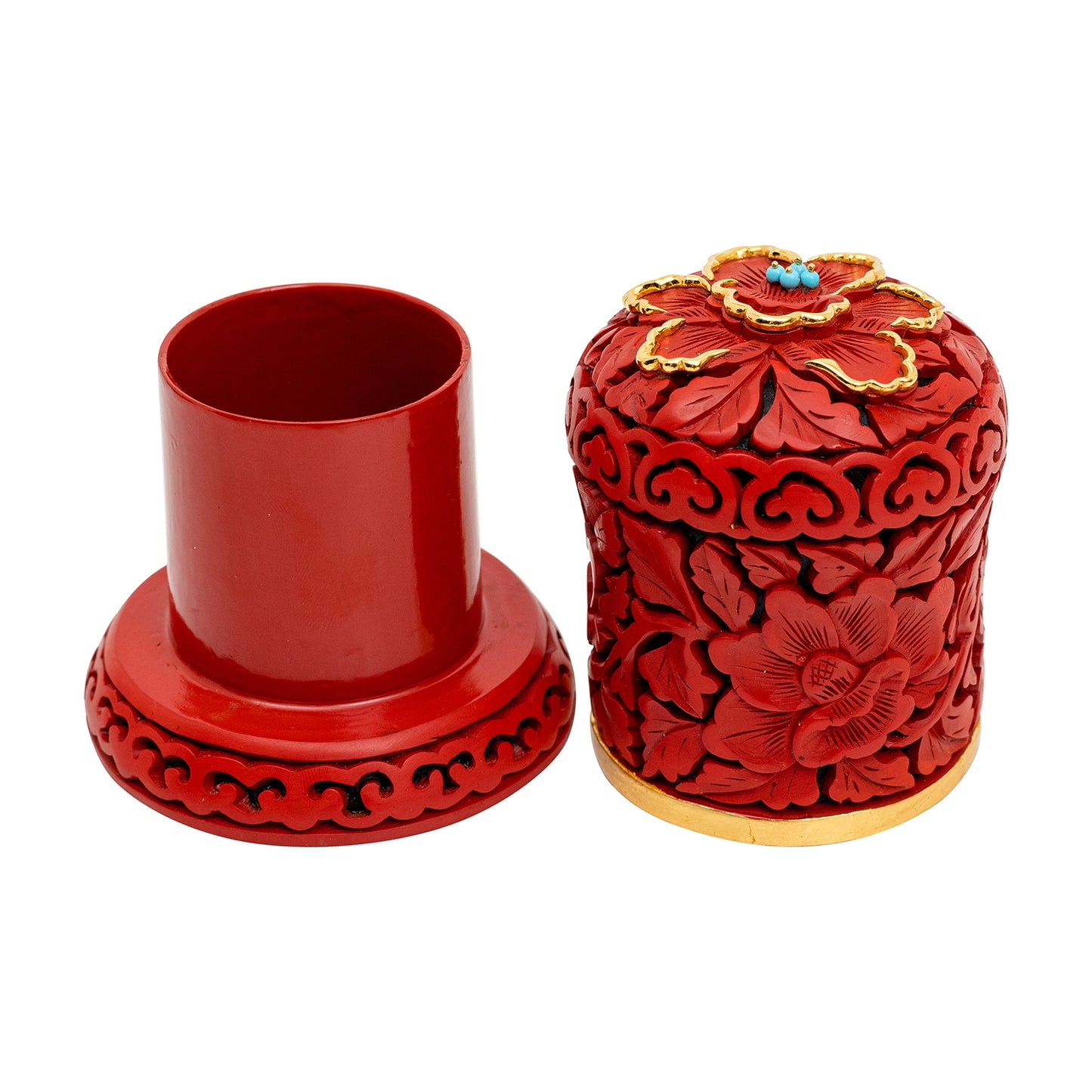 Red Lacquer Box with Blooming Flower Design (set of 3 pcs.)