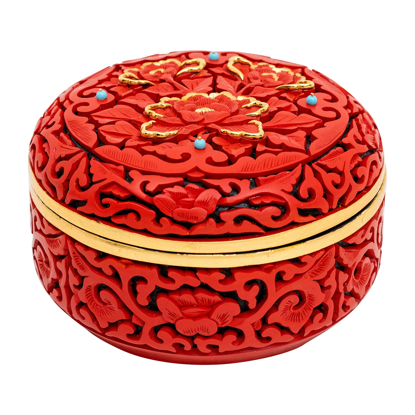 Red Lacquer Box with Blooming Flower Design (set of 3 pcs.)