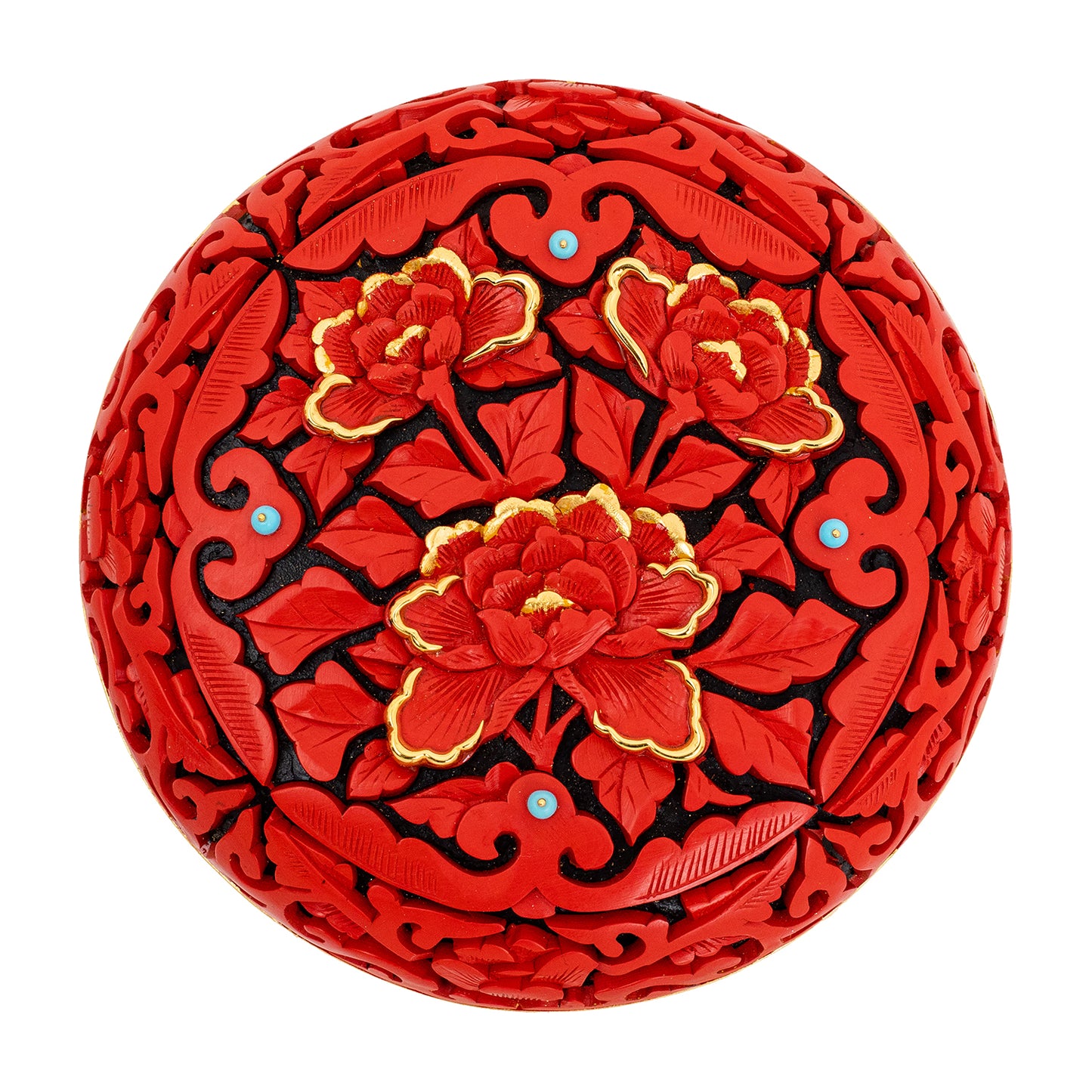 Red Lacquer Box with Blooming Flower Design (set of 3 pcs.)