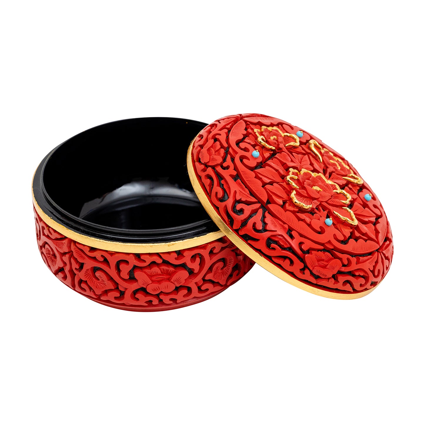 Red Lacquer Box with Blooming Flower Design (set of 3 pcs.)