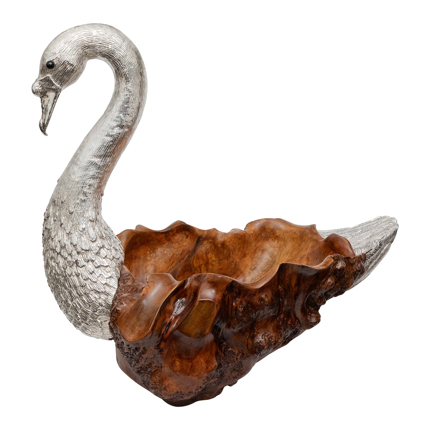 Teak Wood Swan Sculpture