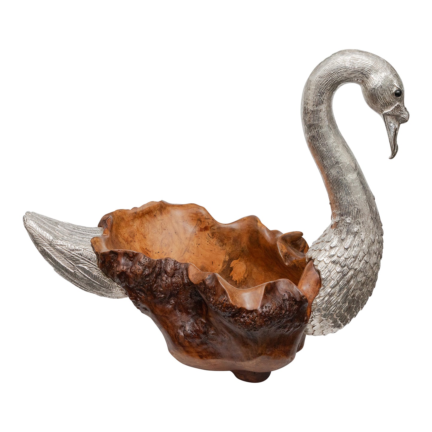 Teak Wood Swan Sculpture