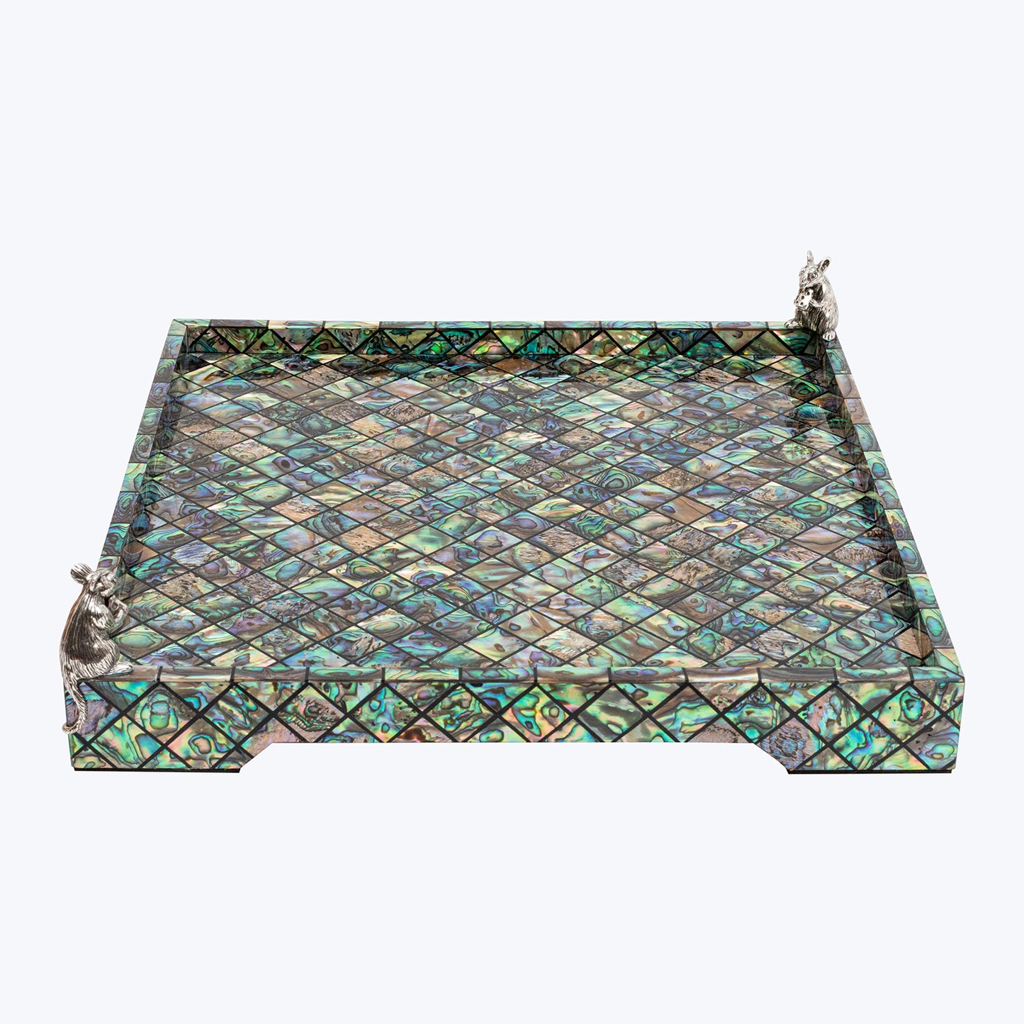 Abalone Shell Tray with Silver Rats