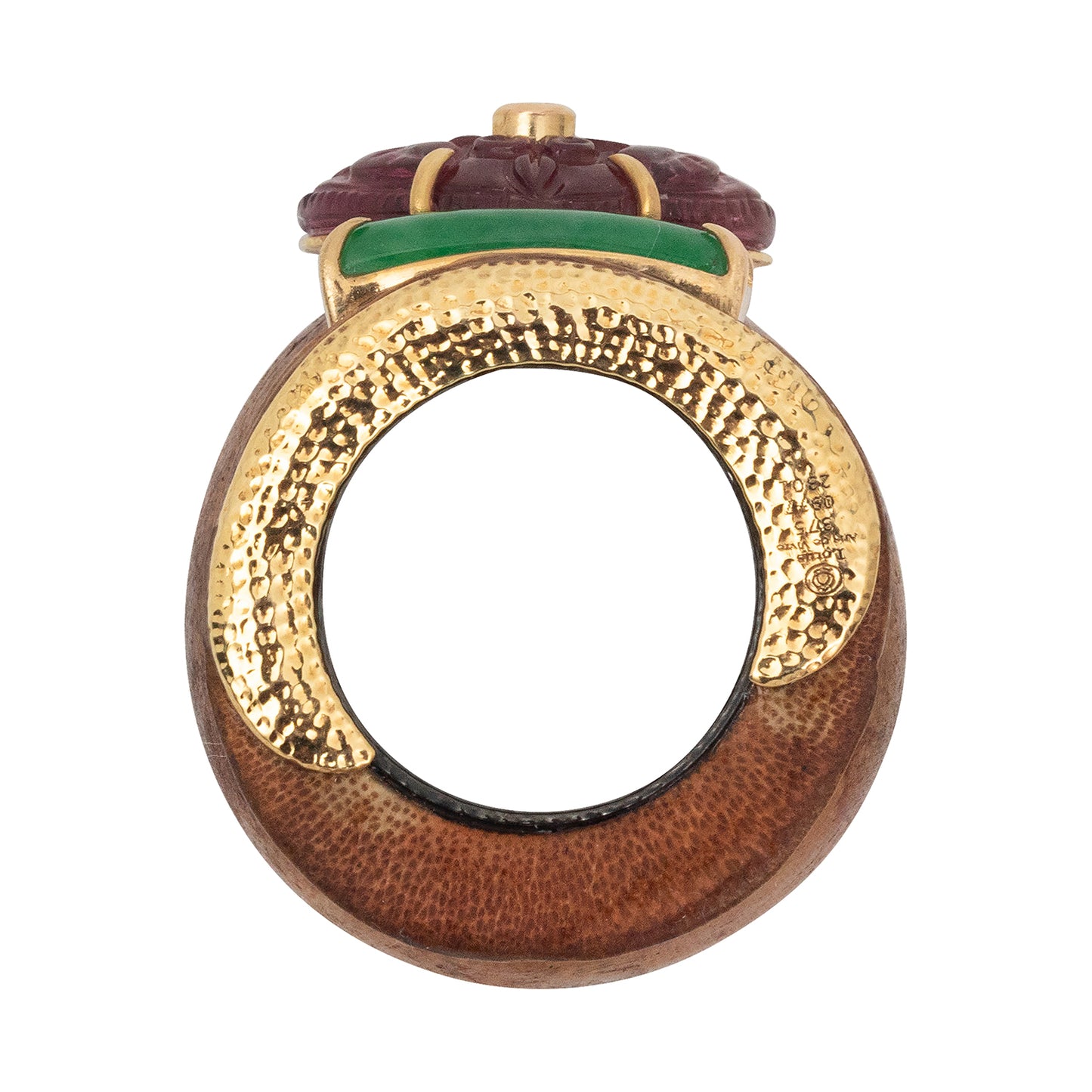 Bamboo Ring with Rubellite, Jade and Diamond