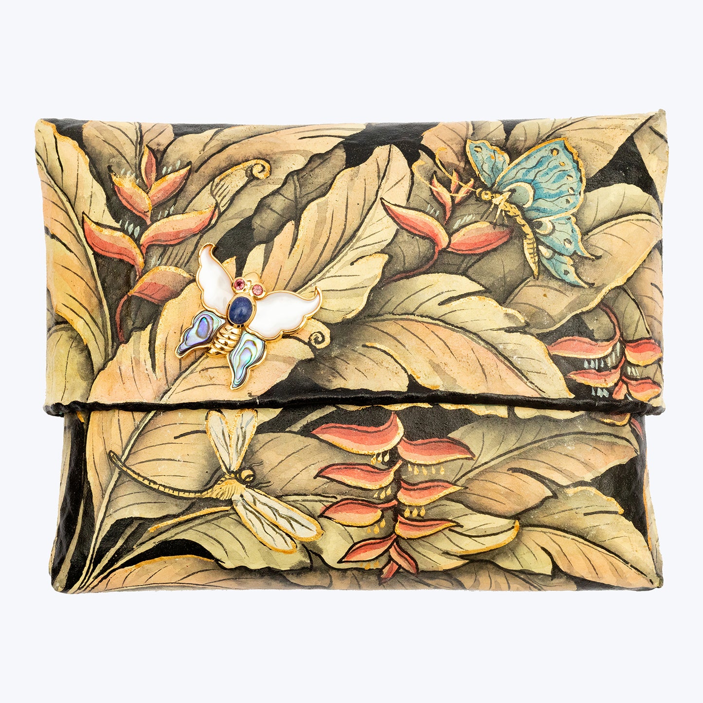 Balinese Painted Bamboo Handbag with Butterfly #S