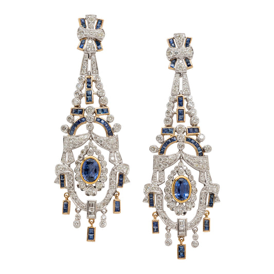 Ceylon Sapphire and Diamond Cascade Earrings