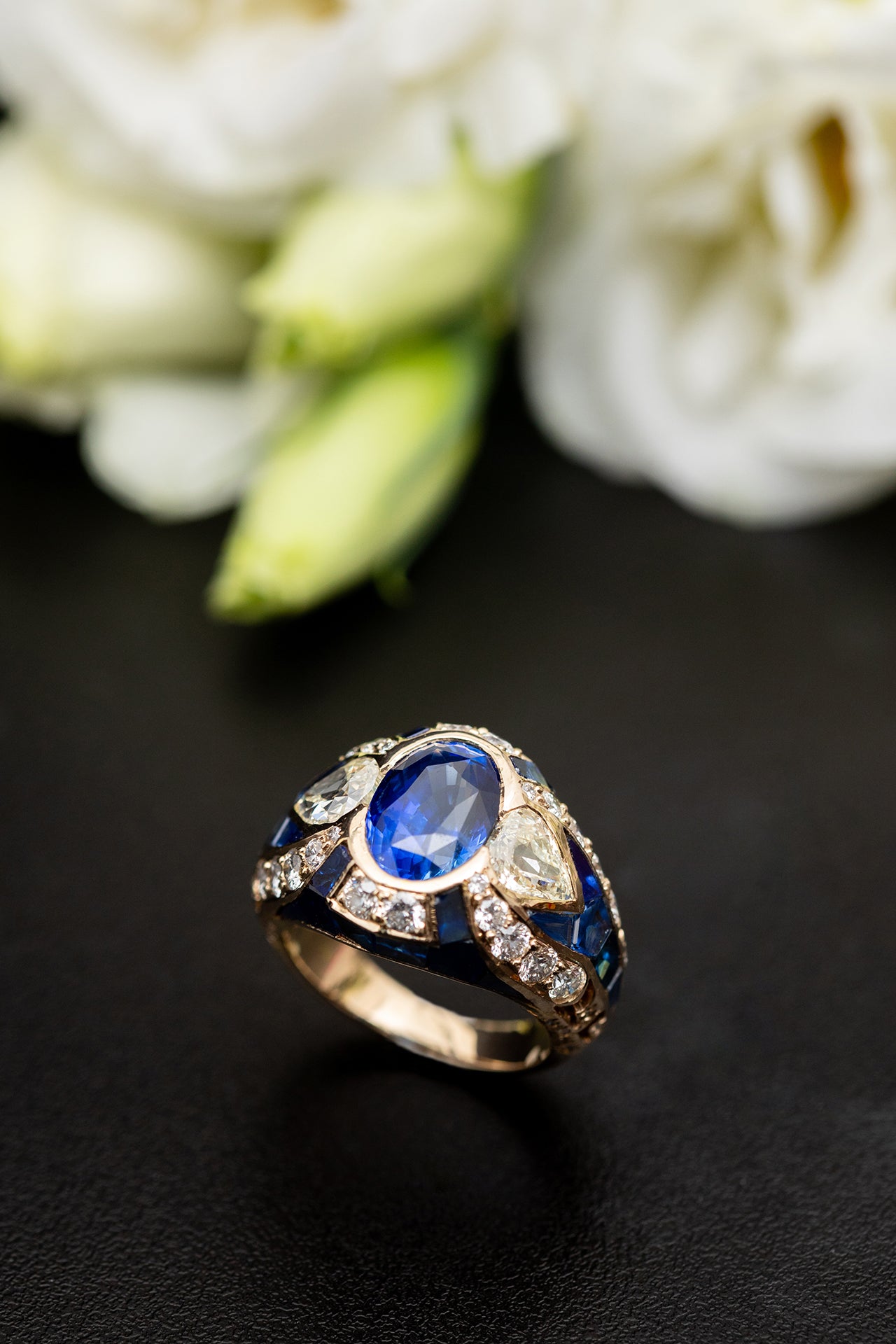 Ceylon Sapphire Serenity Ring with Golconda