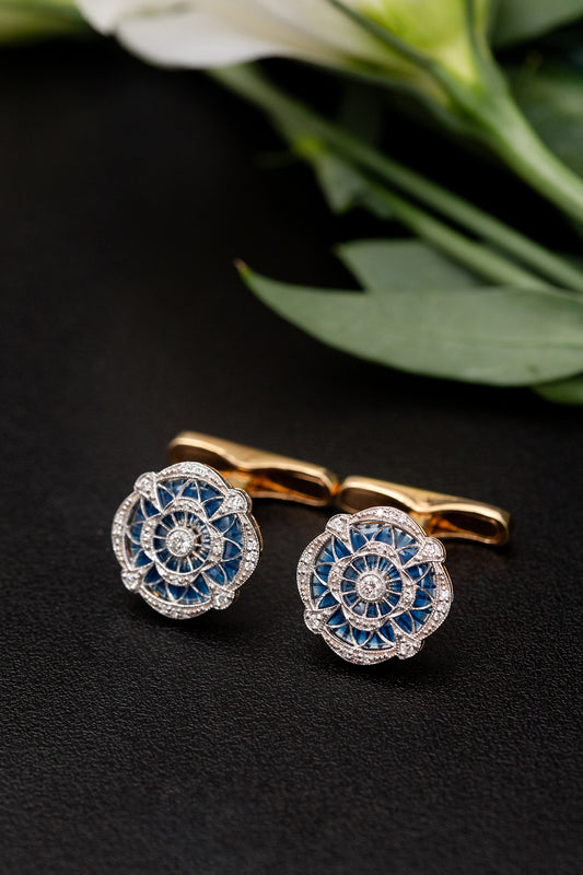 Celestial Azure Diamond and Enamel Cufflinks