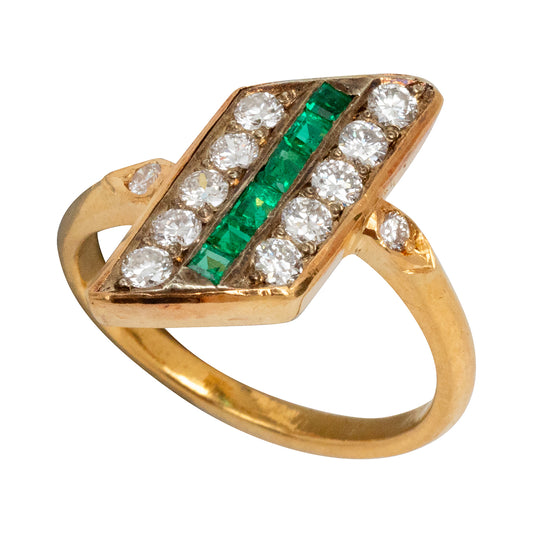 Majestic Kite Ring with Zambian Emeralds and Golconda