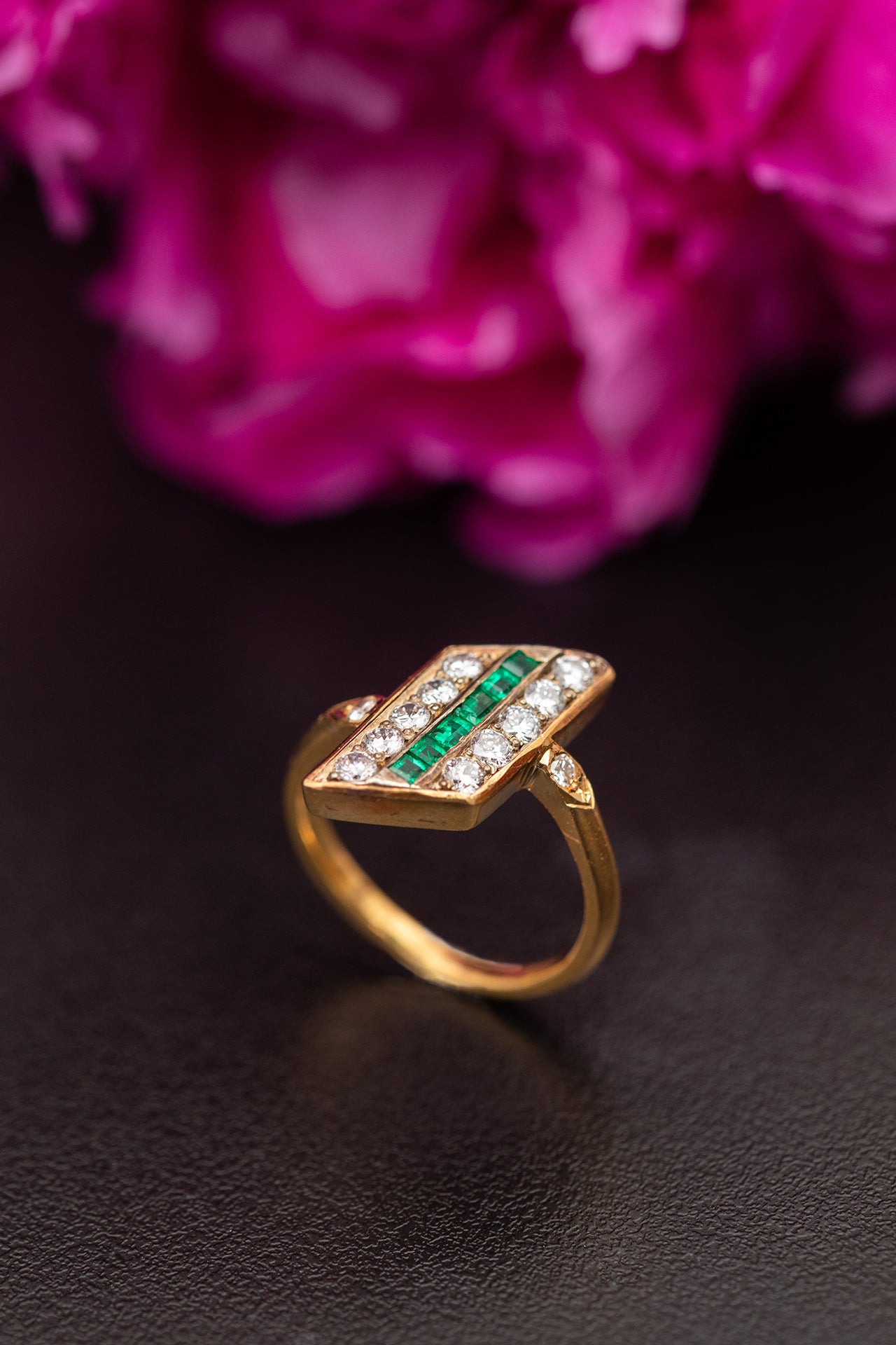 Majestic Kite Ring with Zambian Emeralds and Golconda