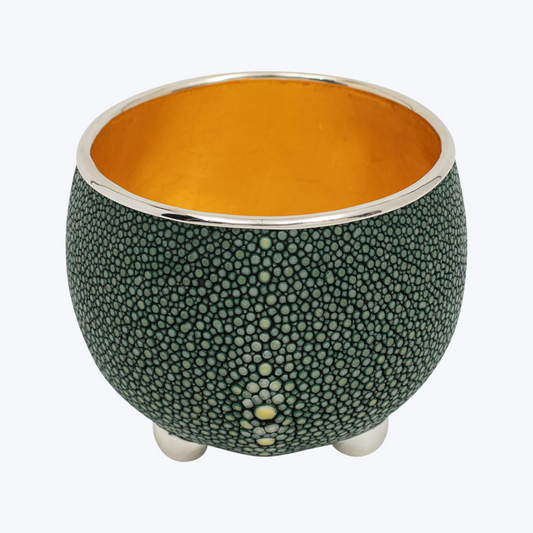 Galuchat Bowl with Silver & Gold Leaf