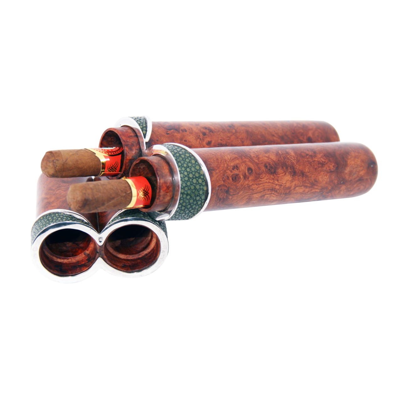 Twin Cigar Barrel with Green Galuchat