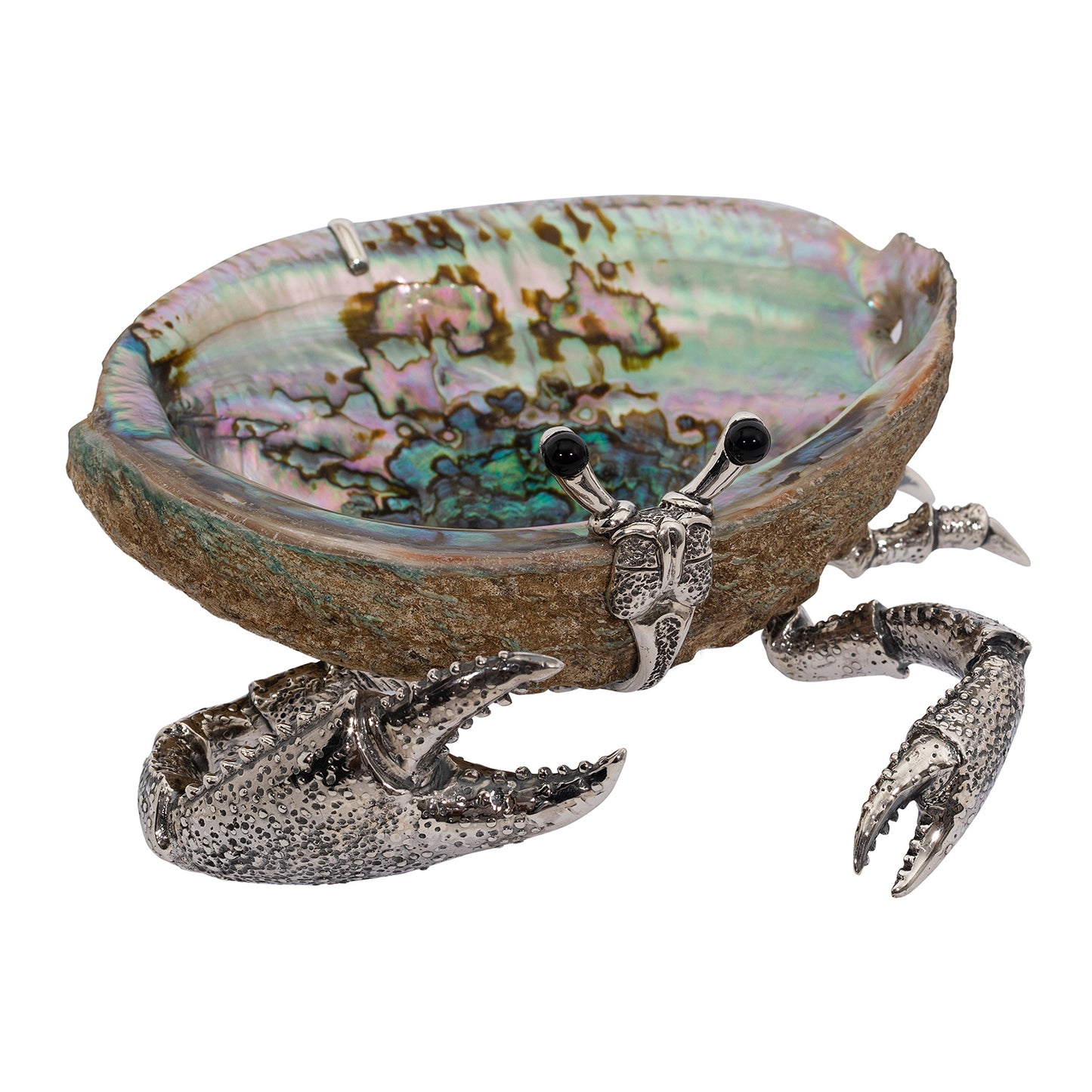 Abalone Shell Bowl with Silver Crab