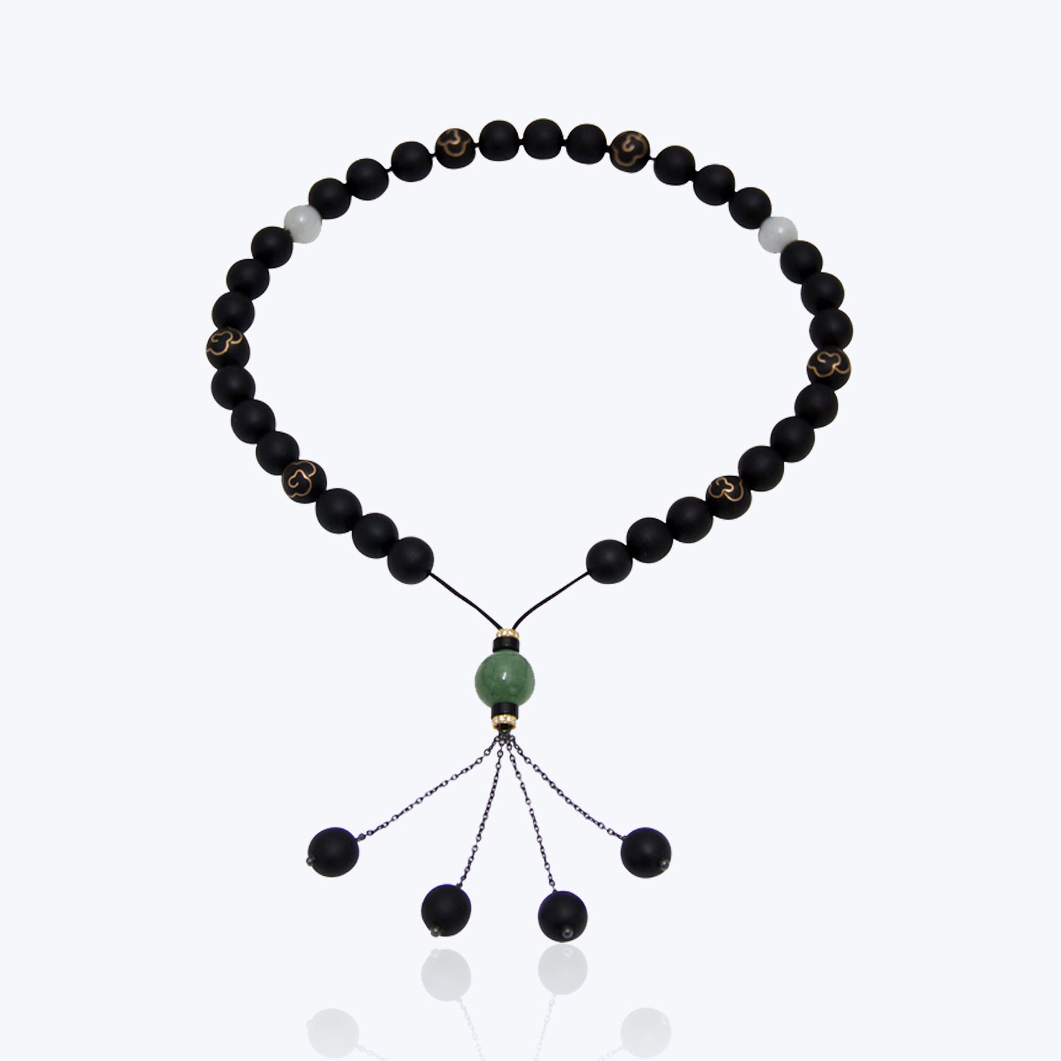 Tasbih with Black wood and 9K Inlaid Bead