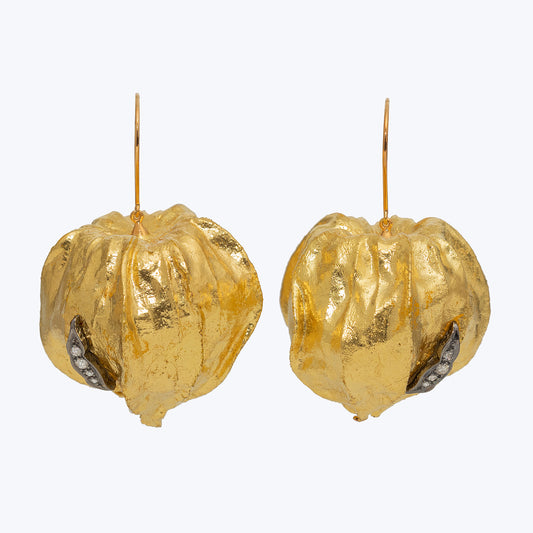 Cape Gooseberry Earrings with Diamond