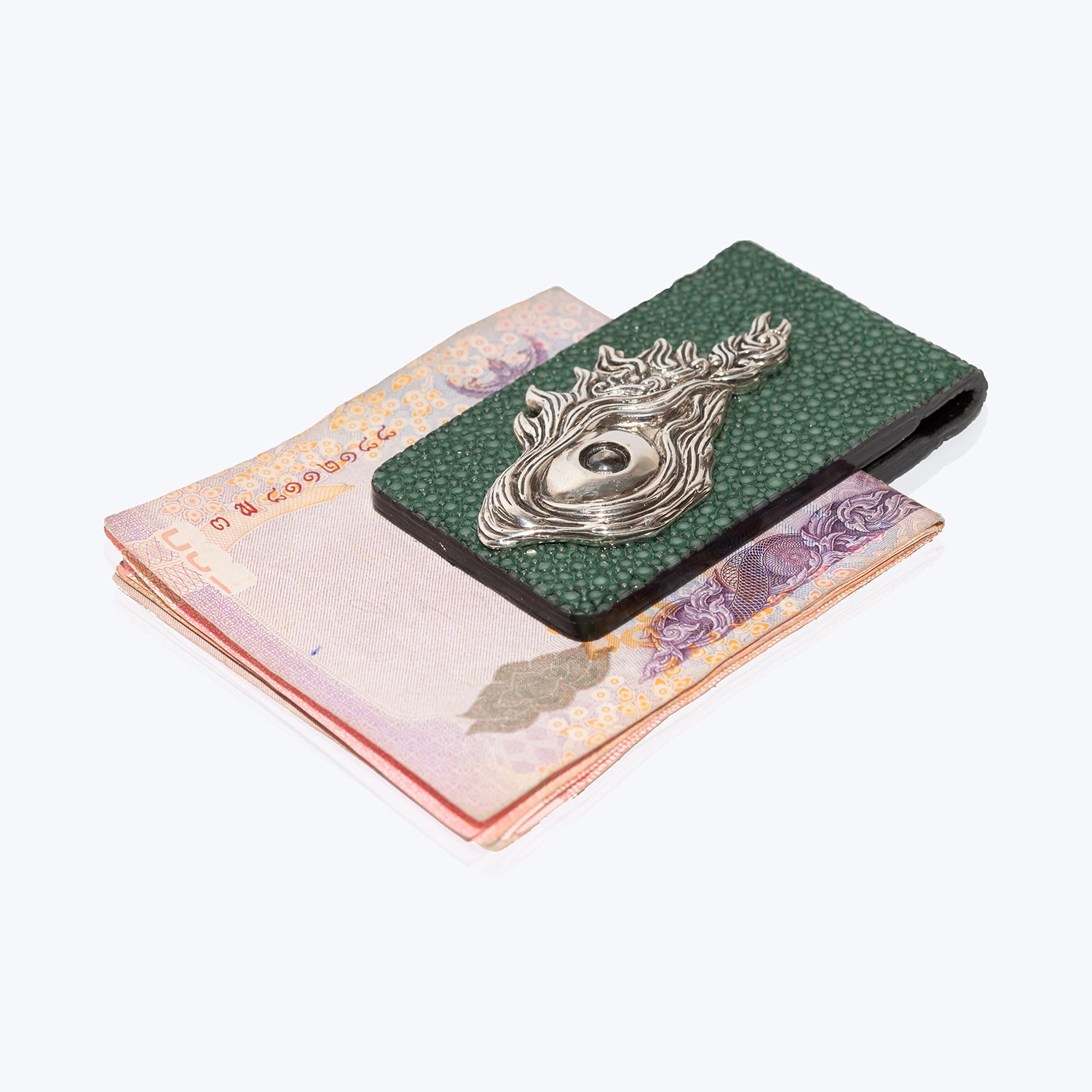 Galuchat Leather Money Clip with Dragon Fish Eye